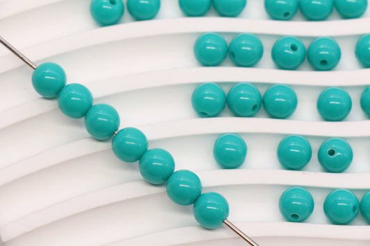 8mm Aqua Green Round Acrylic Beads  #1747