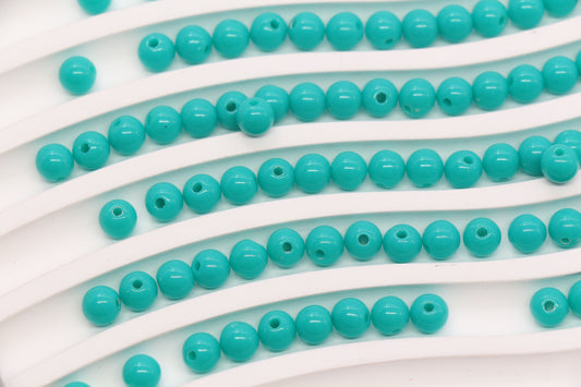 6mm Aqua Green Round Beads #1746