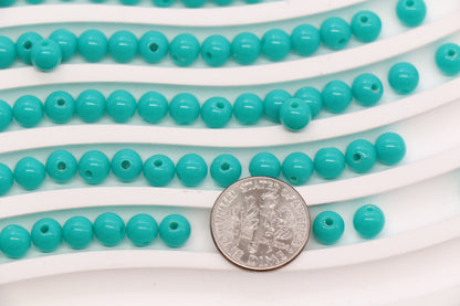 6mm Aqua Green Round Beads #1746