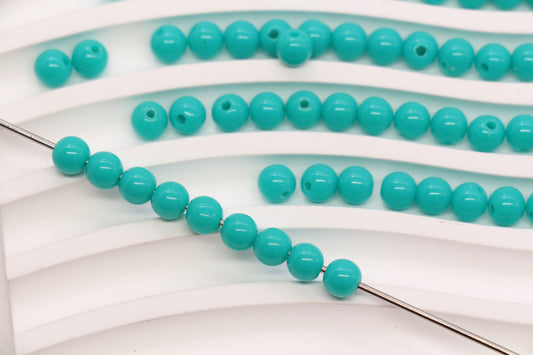 6mm Aqua Green Round Beads #1746