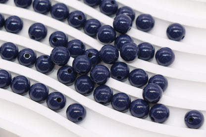 8mm Navy Acrylic Gumball Beads
