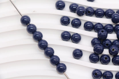 8mm Navy Acrylic Gumball Beads