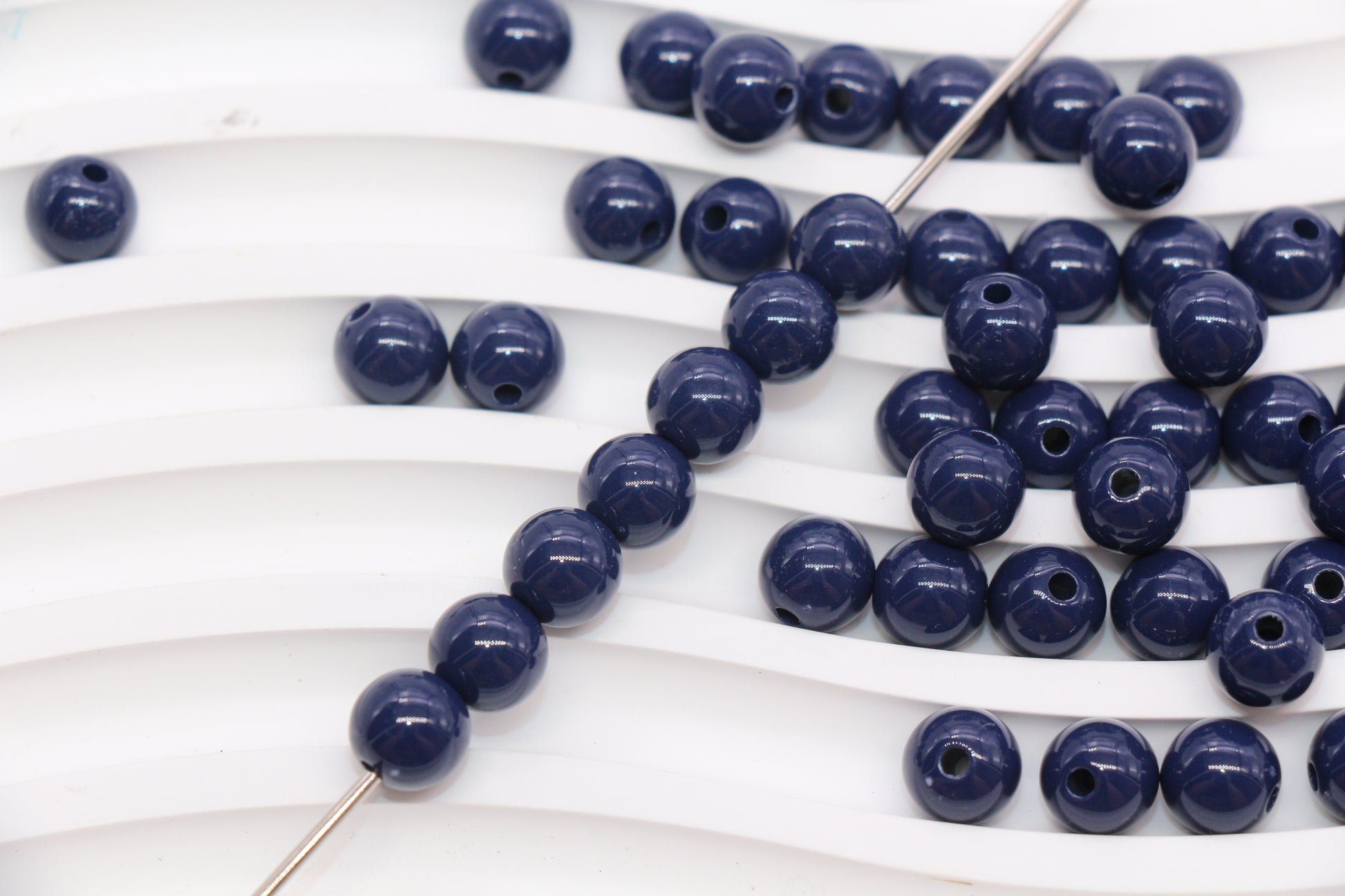8mm Navy Acrylic Gumball Beads