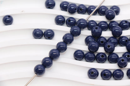 8mm Navy Acrylic Gumball Beads