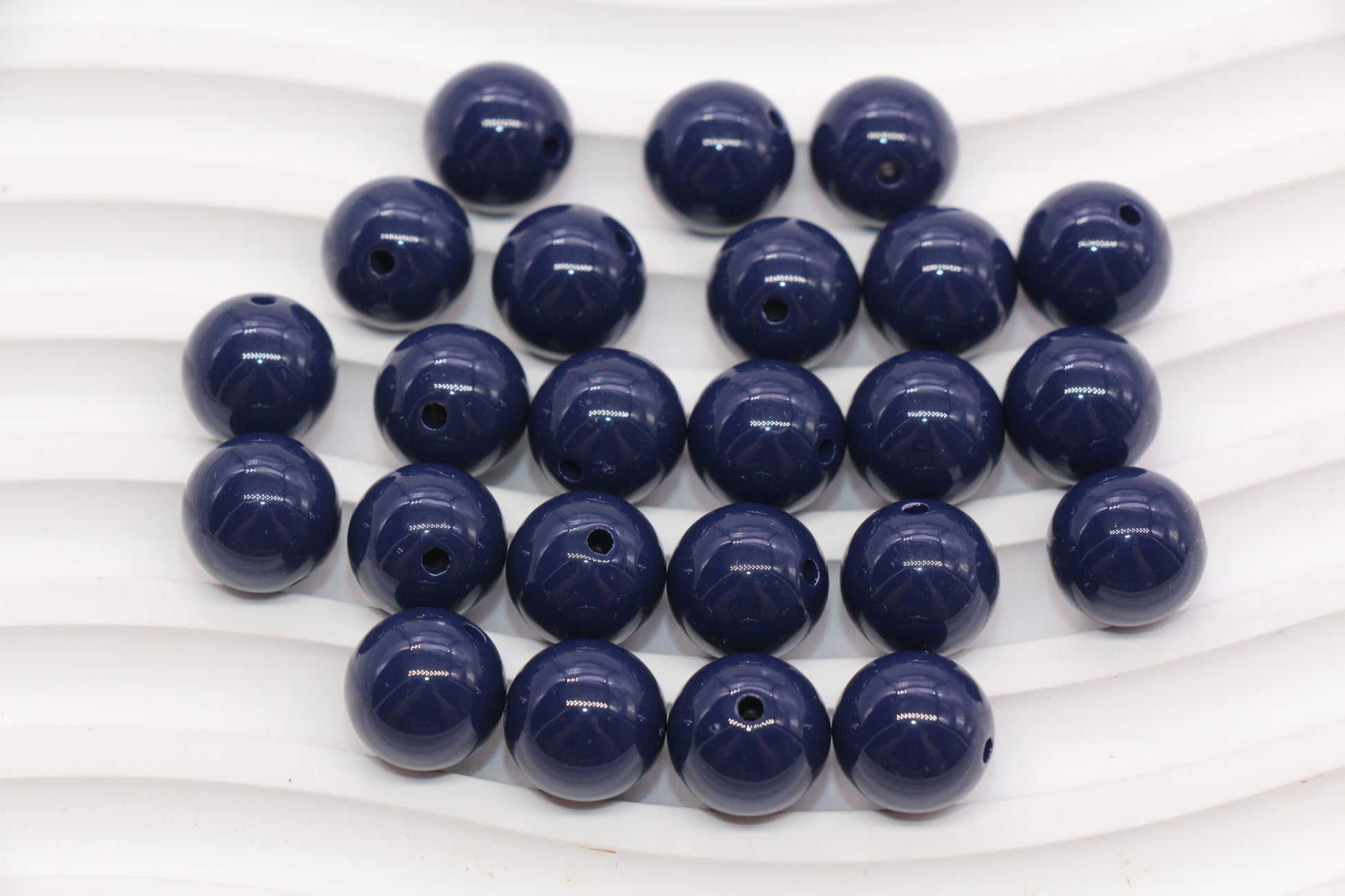 12mm Navy Acrylic Gumball Beads