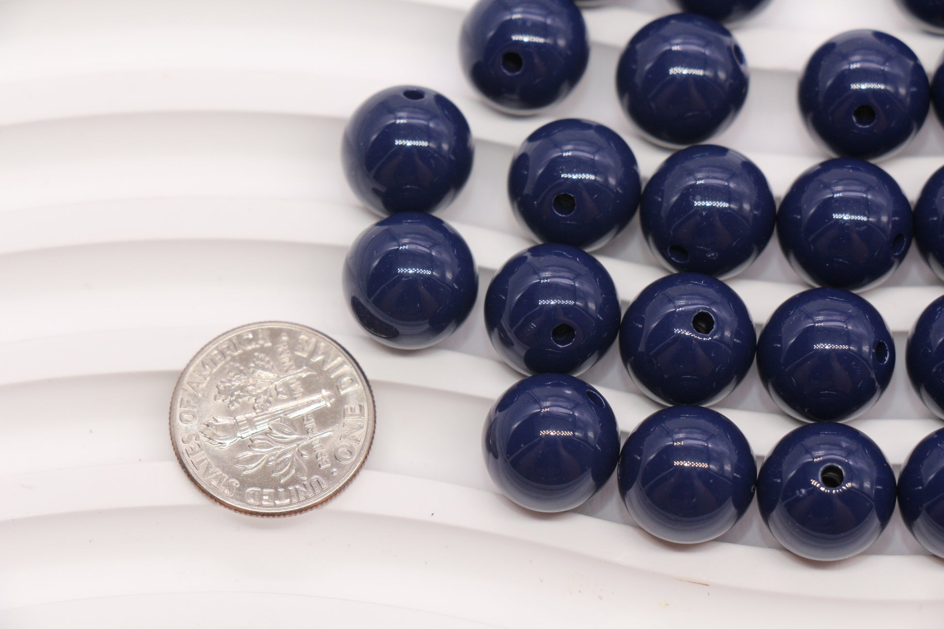 12mm Navy Acrylic Gumball Beads