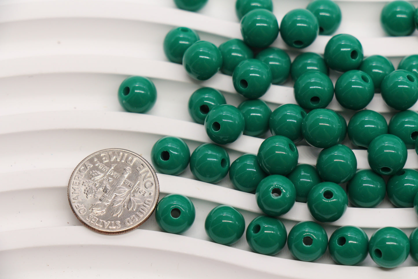8mm Emerald Green Acrylic Gumball Beads #3971