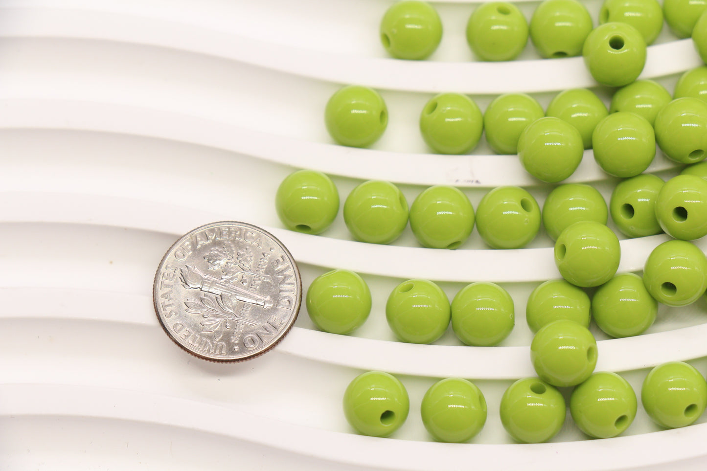 8mm Lime Green Acrylic Gumball Beads #3966