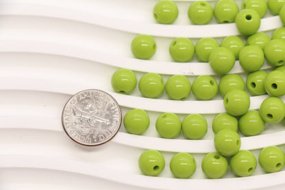 8mm Lime Green Acrylic Gumball Beads #3966