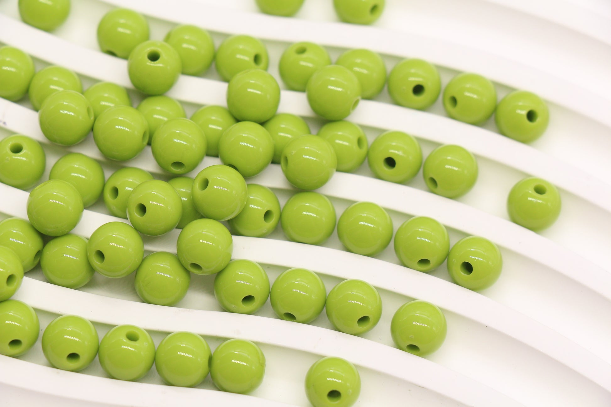 8mm Lime Green Acrylic Gumball Beads #3966