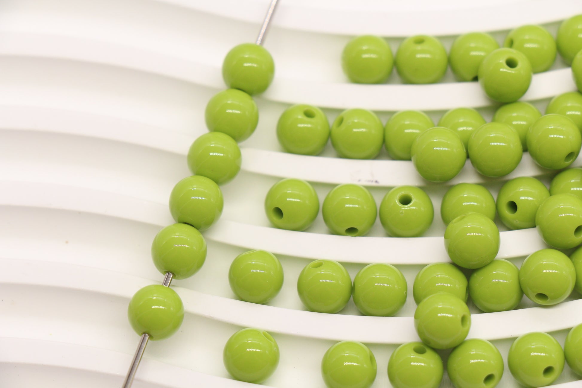 8mm Lime Green Acrylic Gumball Beads #3966
