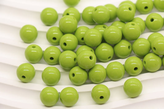 10mm Lime Green Acrylic Gumball Beads #3965