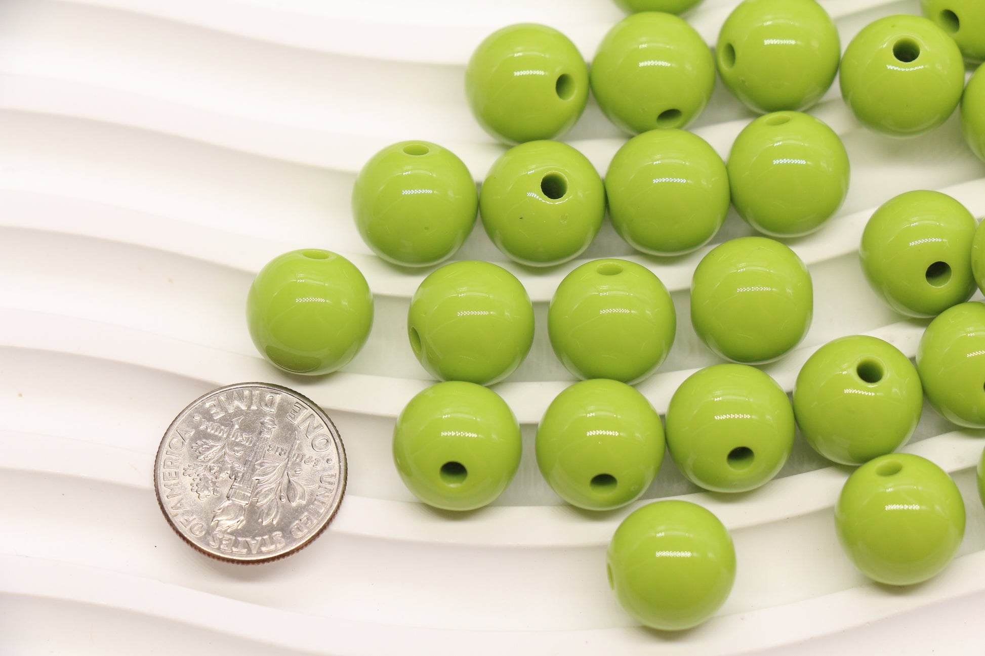 12mm Lime Green Acrylic Gumball Beads #3964