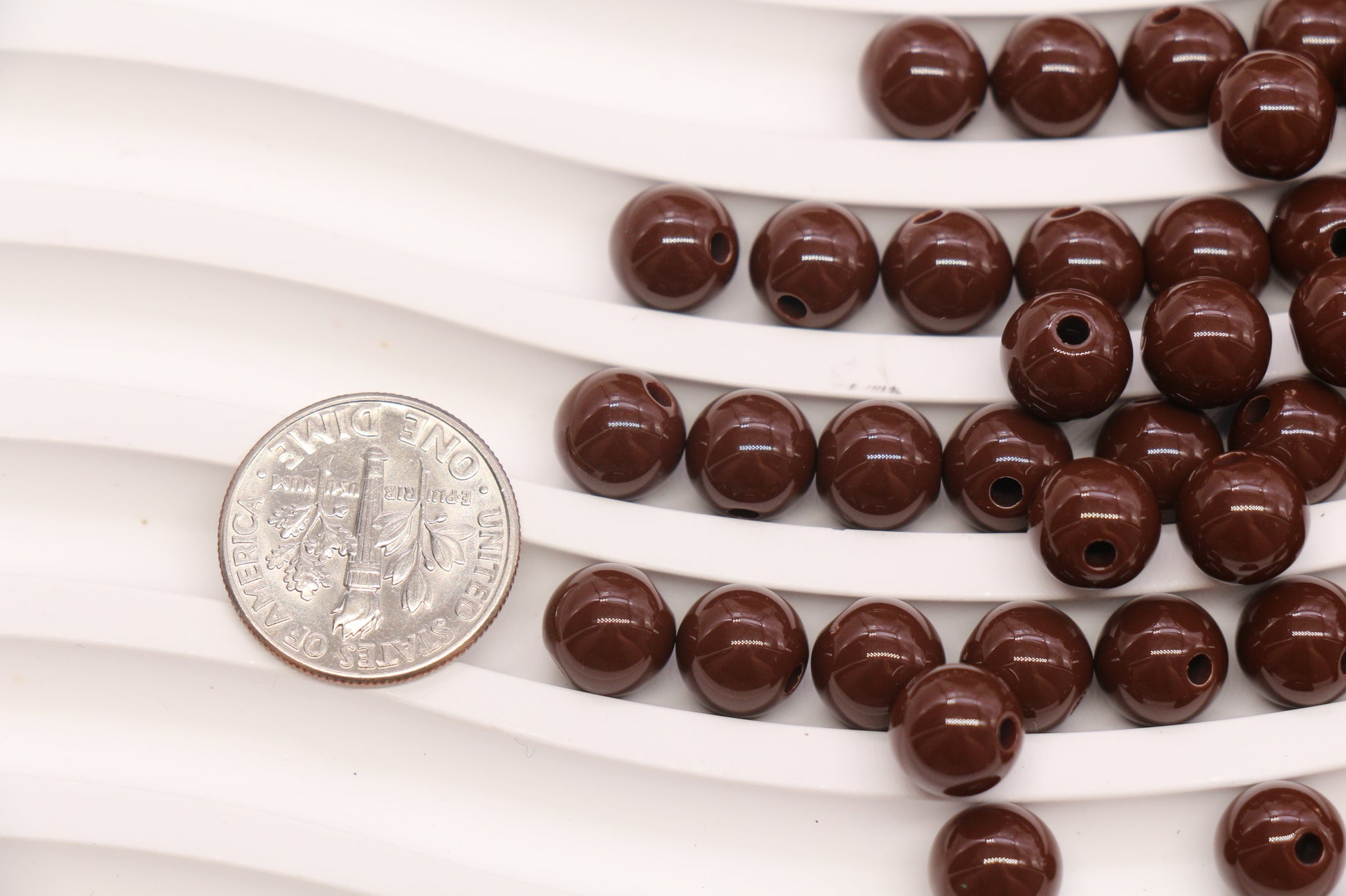 8mm Brown Acrylic Gumball Beads #3963
