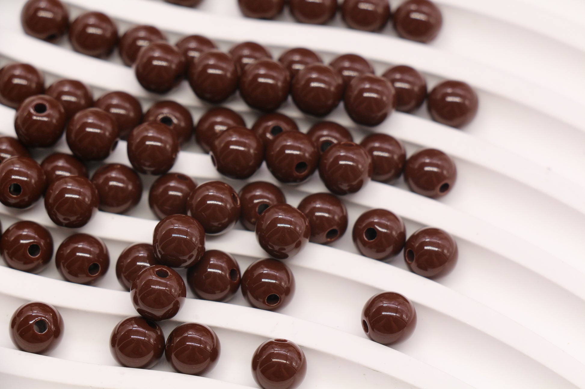 8mm Brown Acrylic Gumball Beads #3963