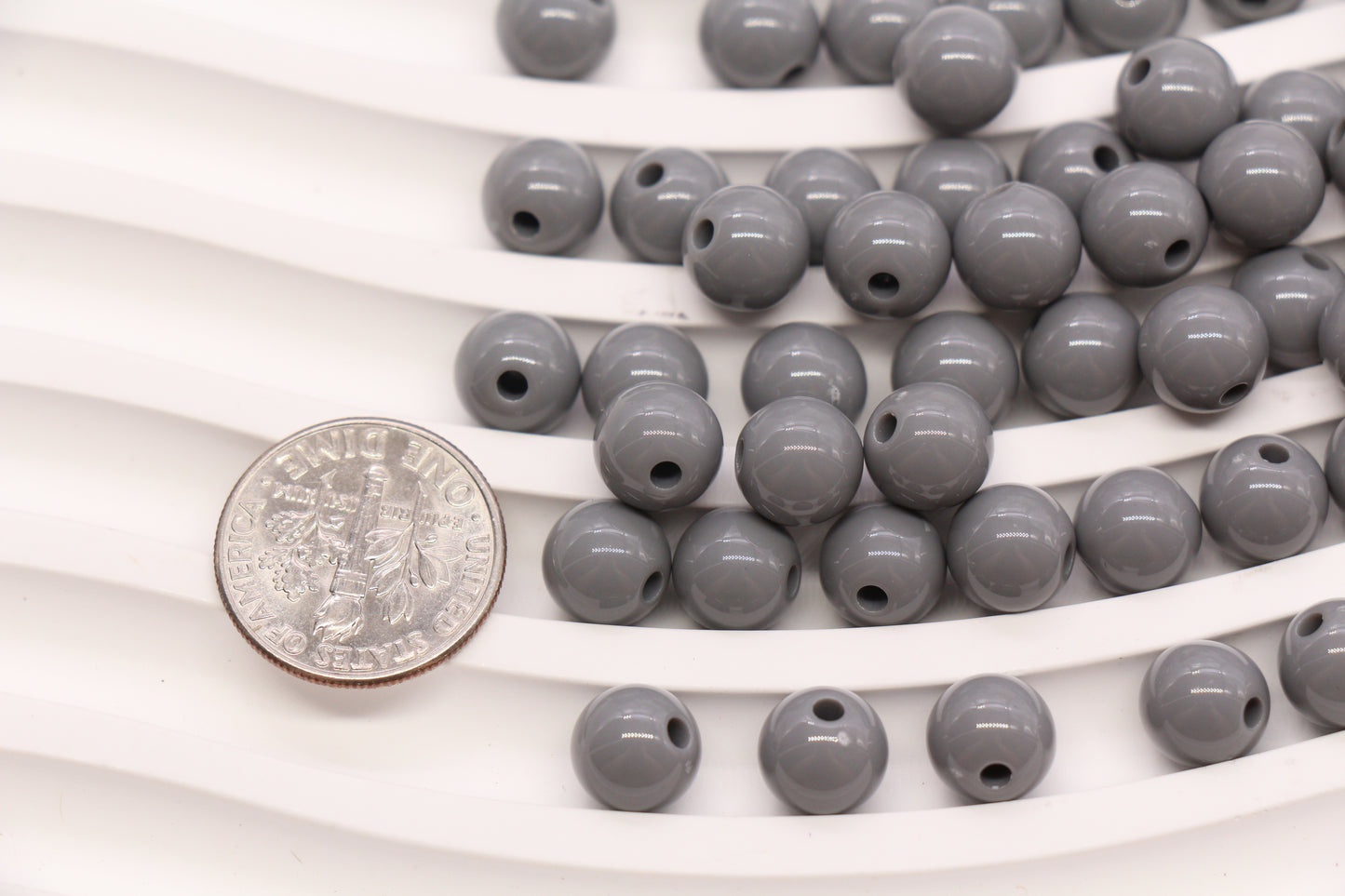 8mm Gray Acrylic Gumball Beads #3961