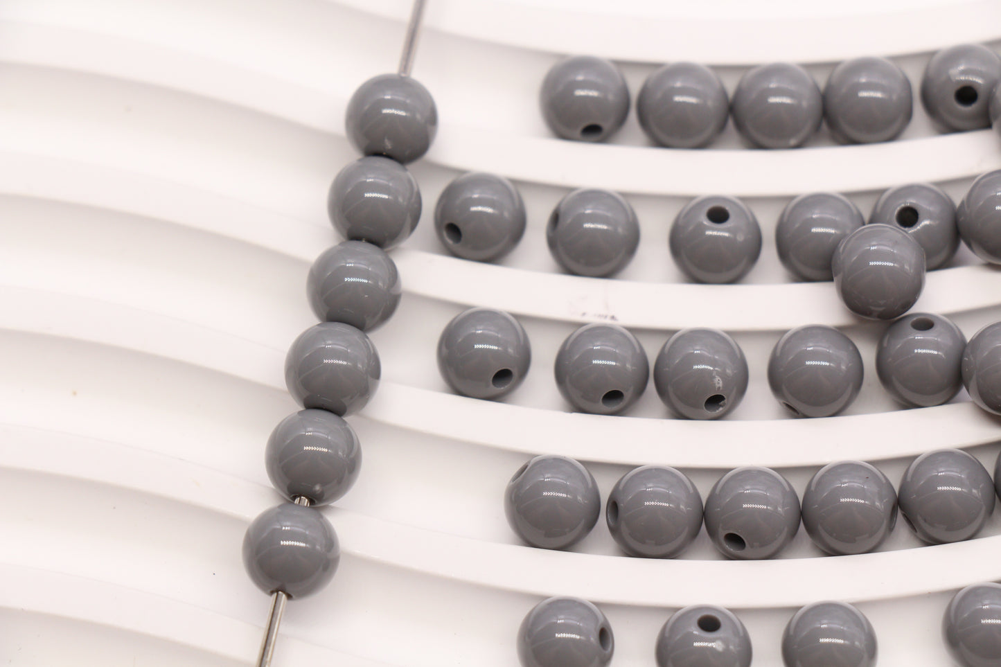 8mm Gray Acrylic Gumball Beads #3961