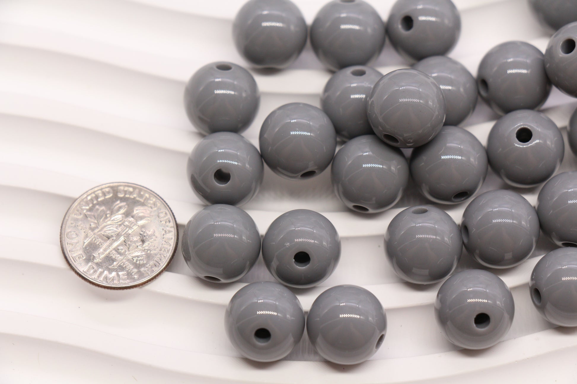 12mm Gray Acrylic Gumball Beads #3959