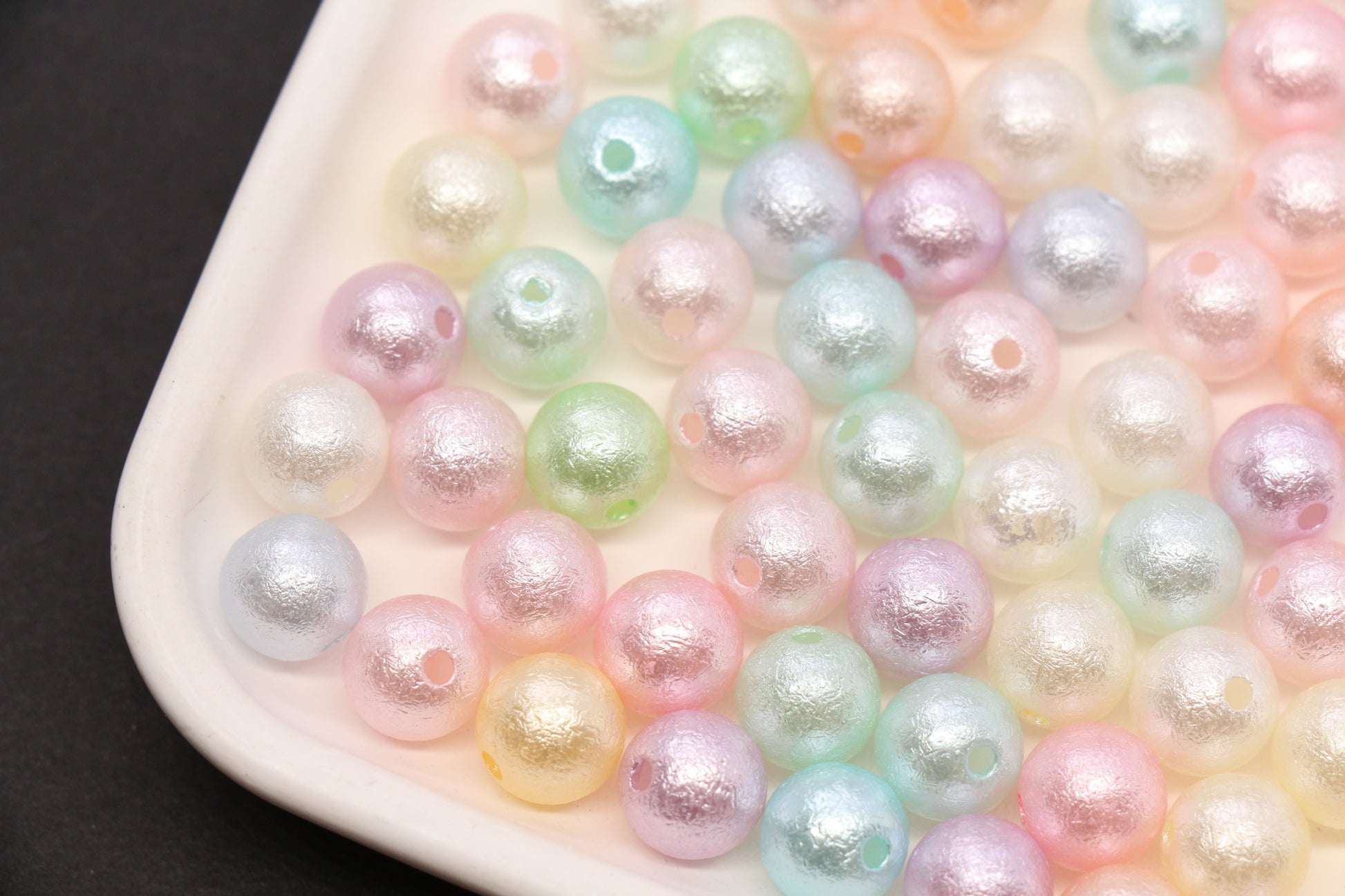 10mm Pearlized Acrylic Wrinkle Beads Mix #3975
