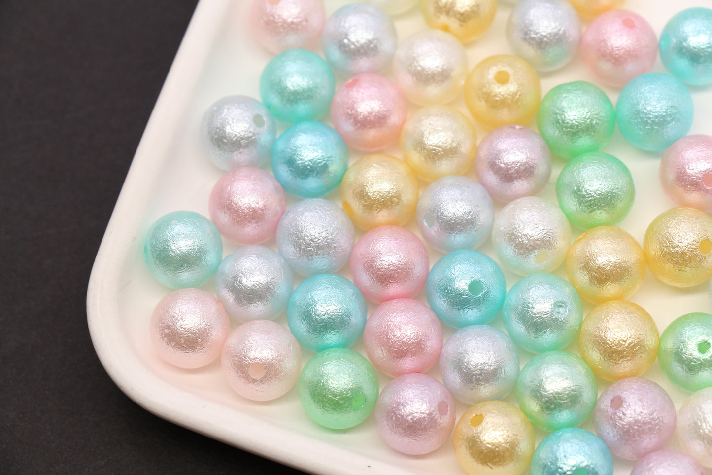 12mm Pastel Pearl Acrylic Wrinkle Beads Mix #3974