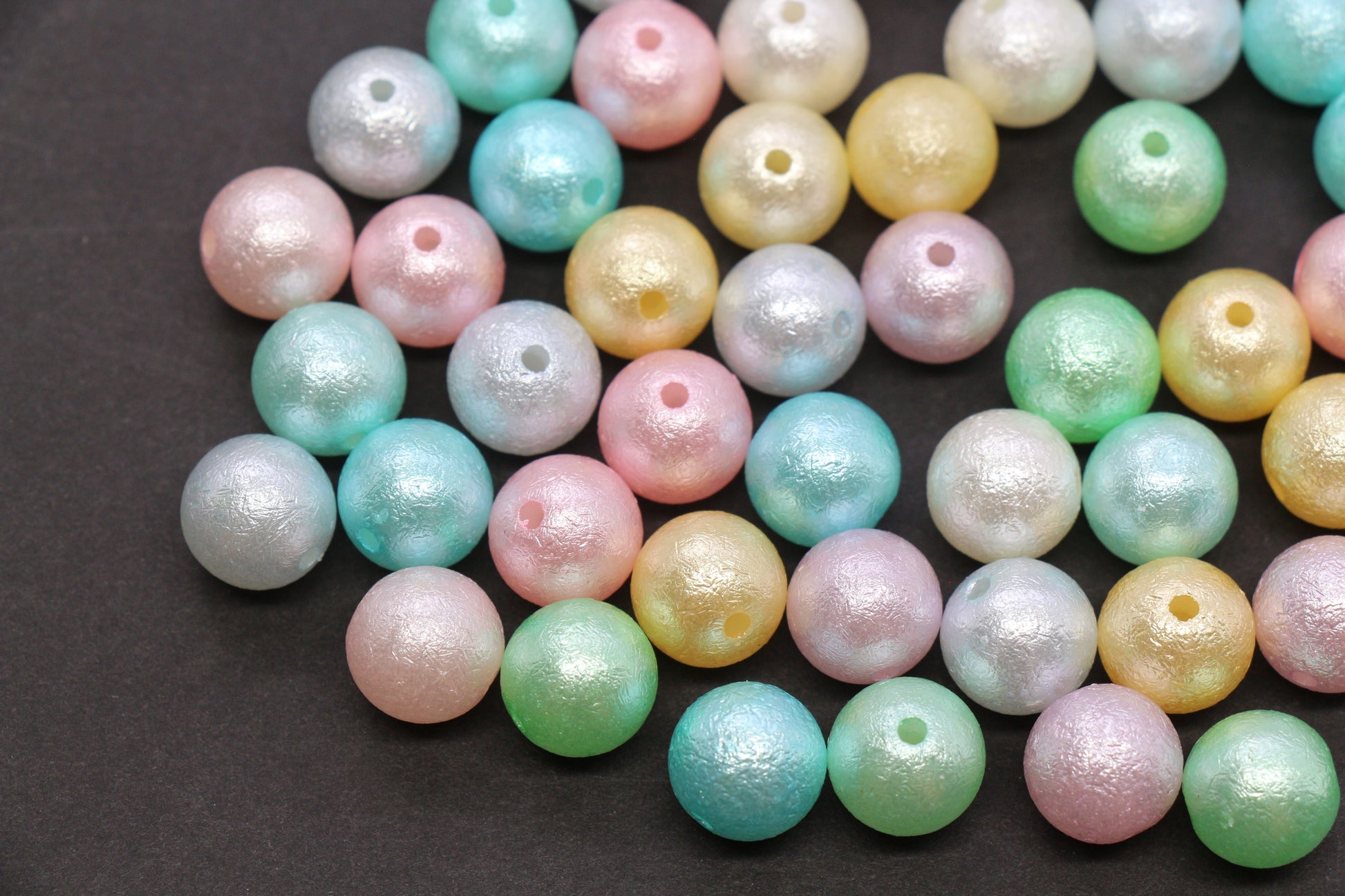 12mm Pastel Pearl Acrylic Wrinkle Beads Mix #3974