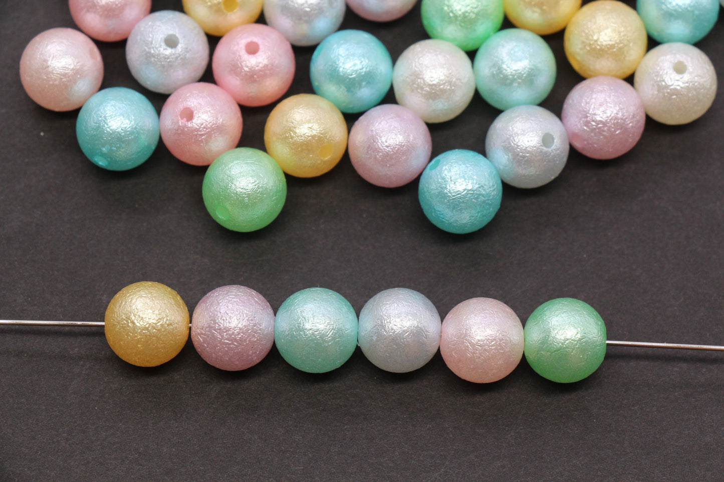 12mm Pastel Pearl Acrylic Wrinkle Beads Mix #3974