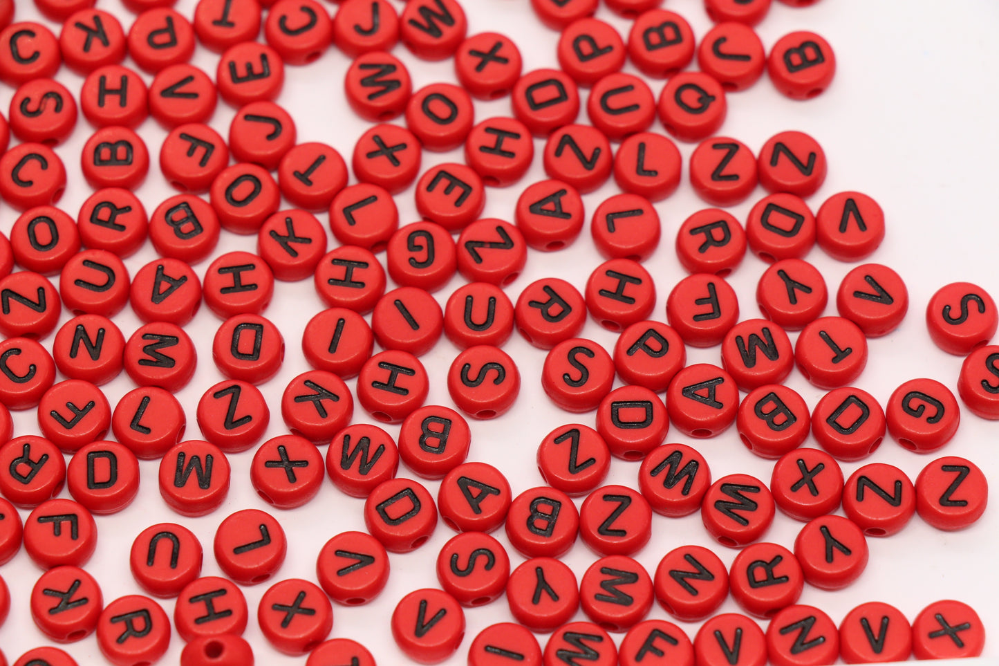 7mm Red Acrylic Letter Beads #45