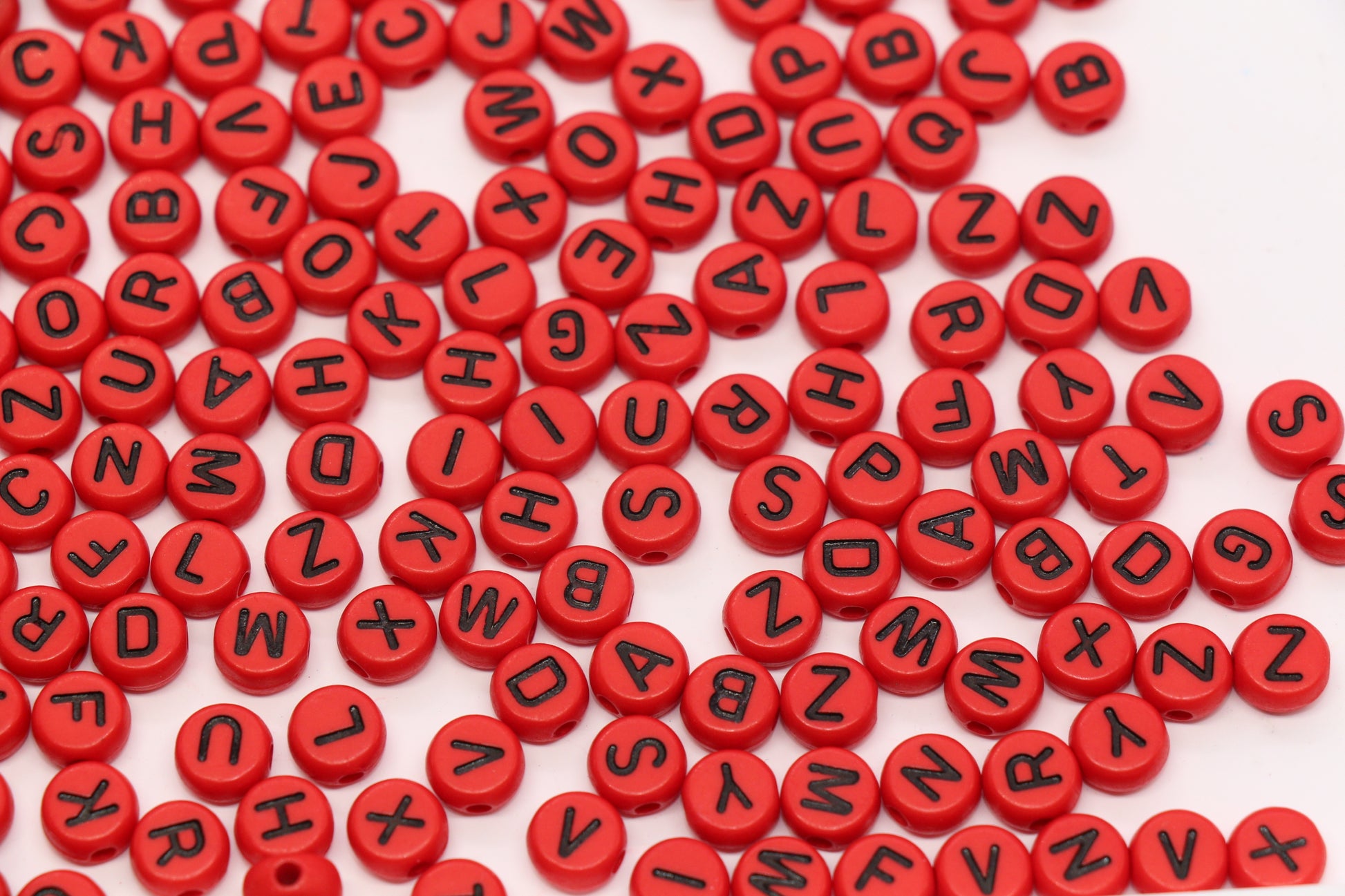 7mm Red Acrylic Letter Beads #45