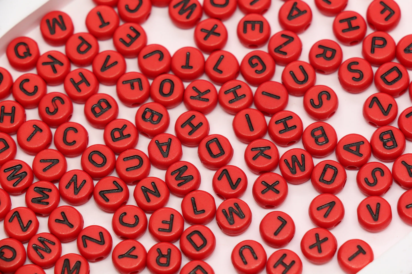 7mm Red Acrylic Letter Beads #45