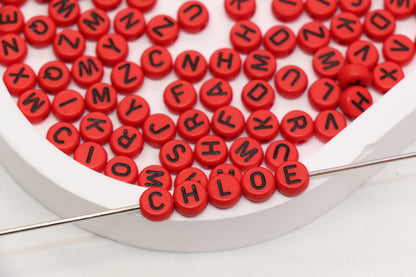 7mm Red Acrylic Letter Beads #45