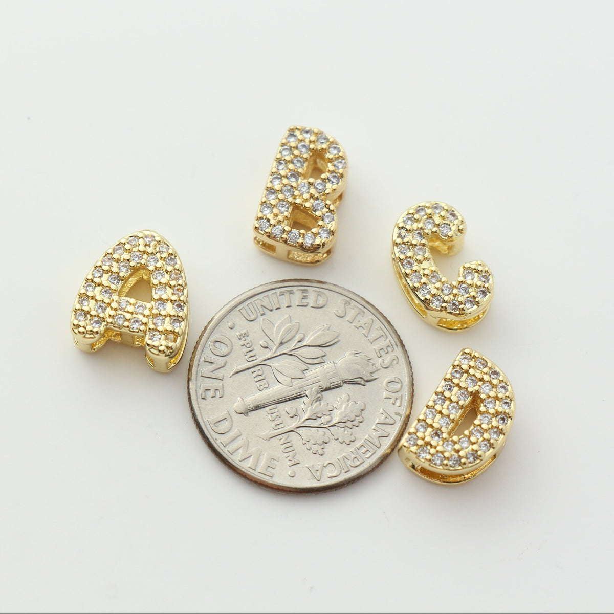Gold Plated CZ Initial Charm