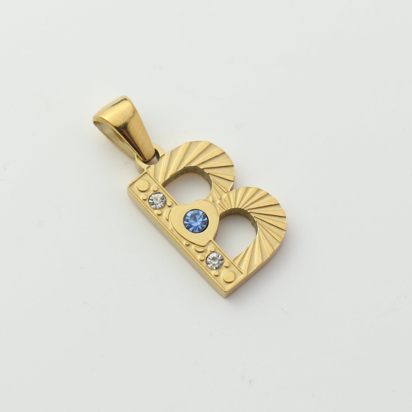 Gold Stainless Steel Rhinestone Initial Pendants
