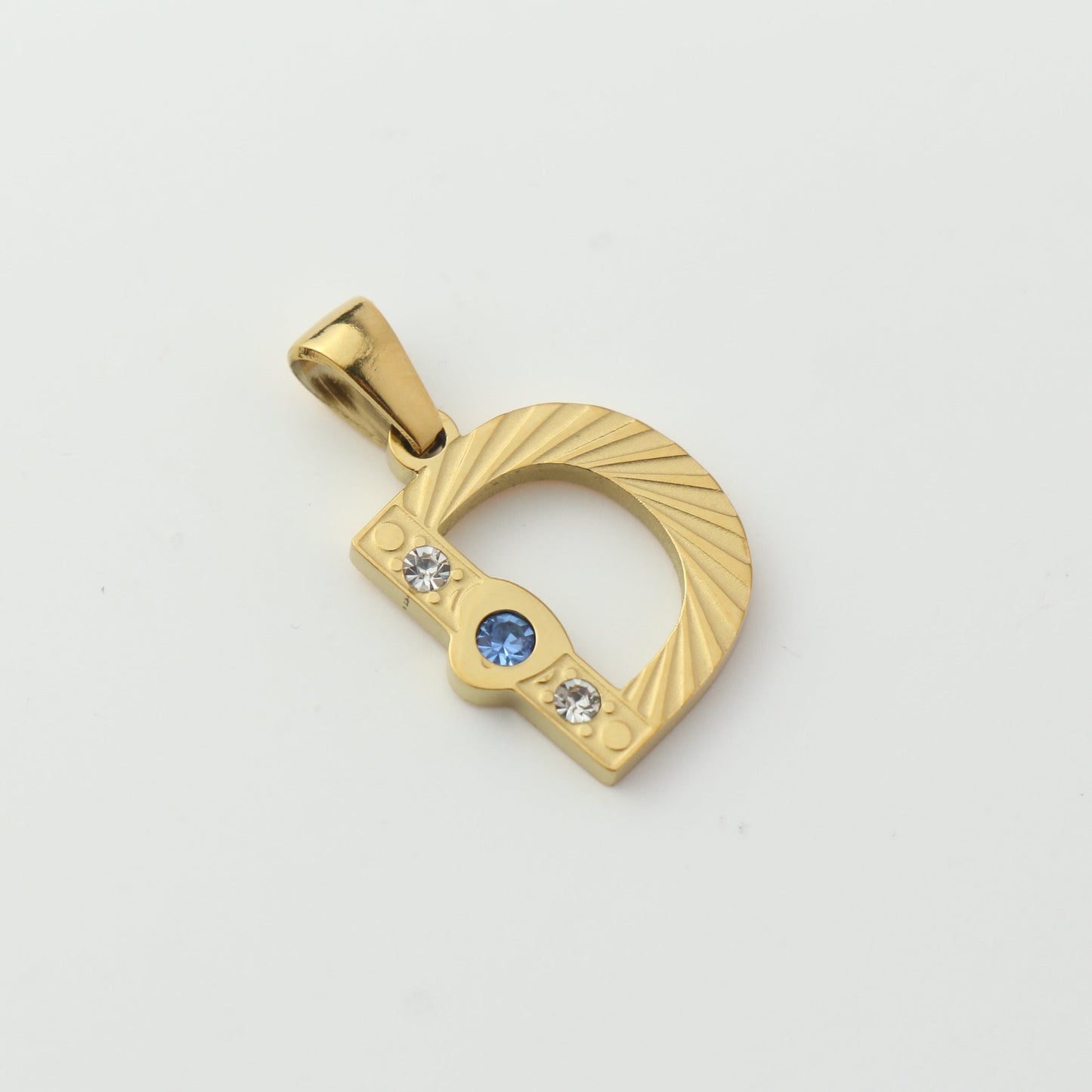 Gold Stainless Steel Rhinestone Initial Pendants