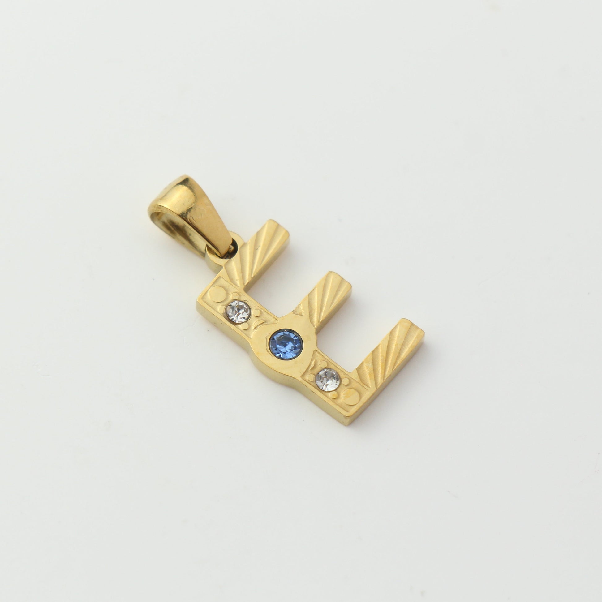Gold Stainless Steel Rhinestone Initial Pendants