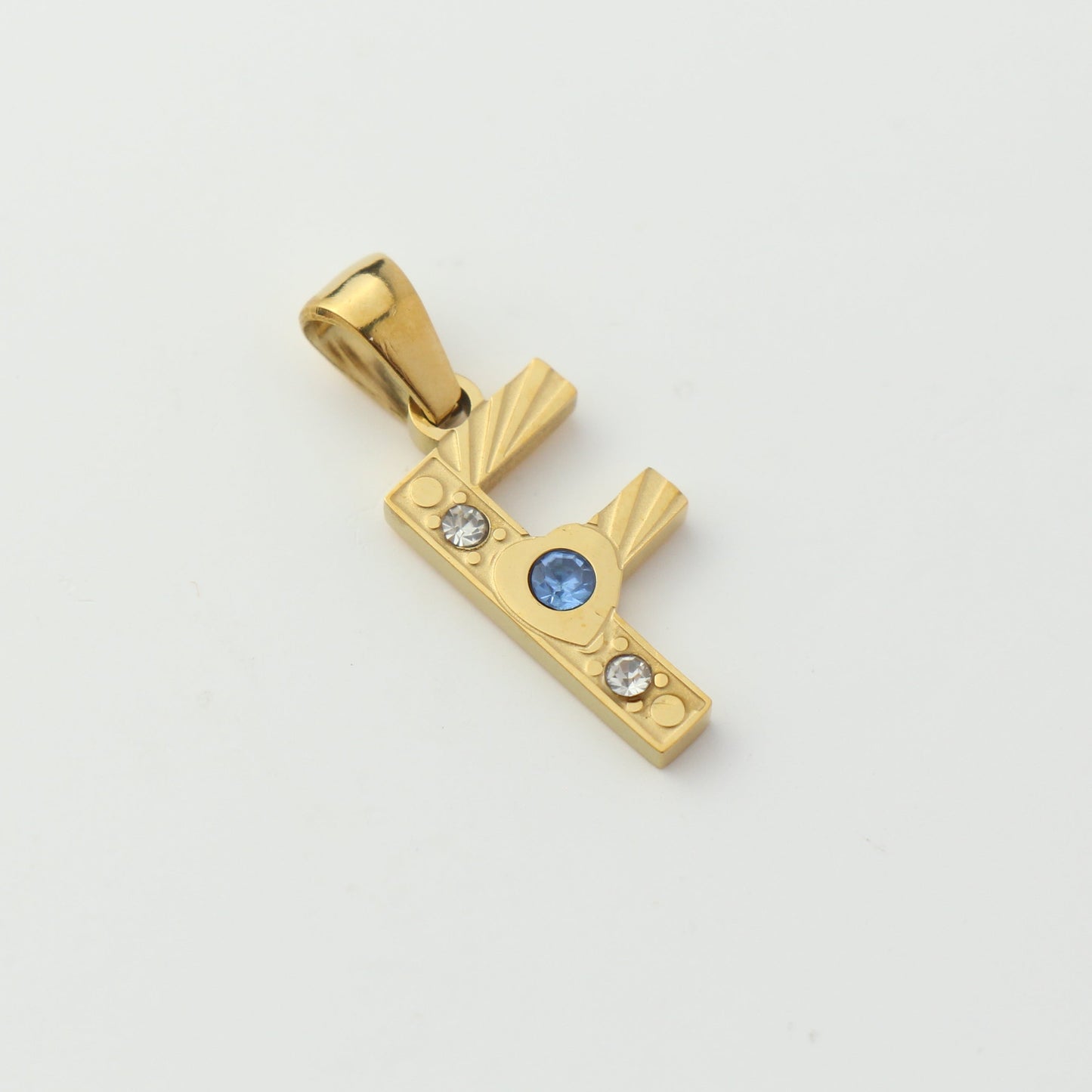 Gold Stainless Steel Rhinestone Initial Pendants