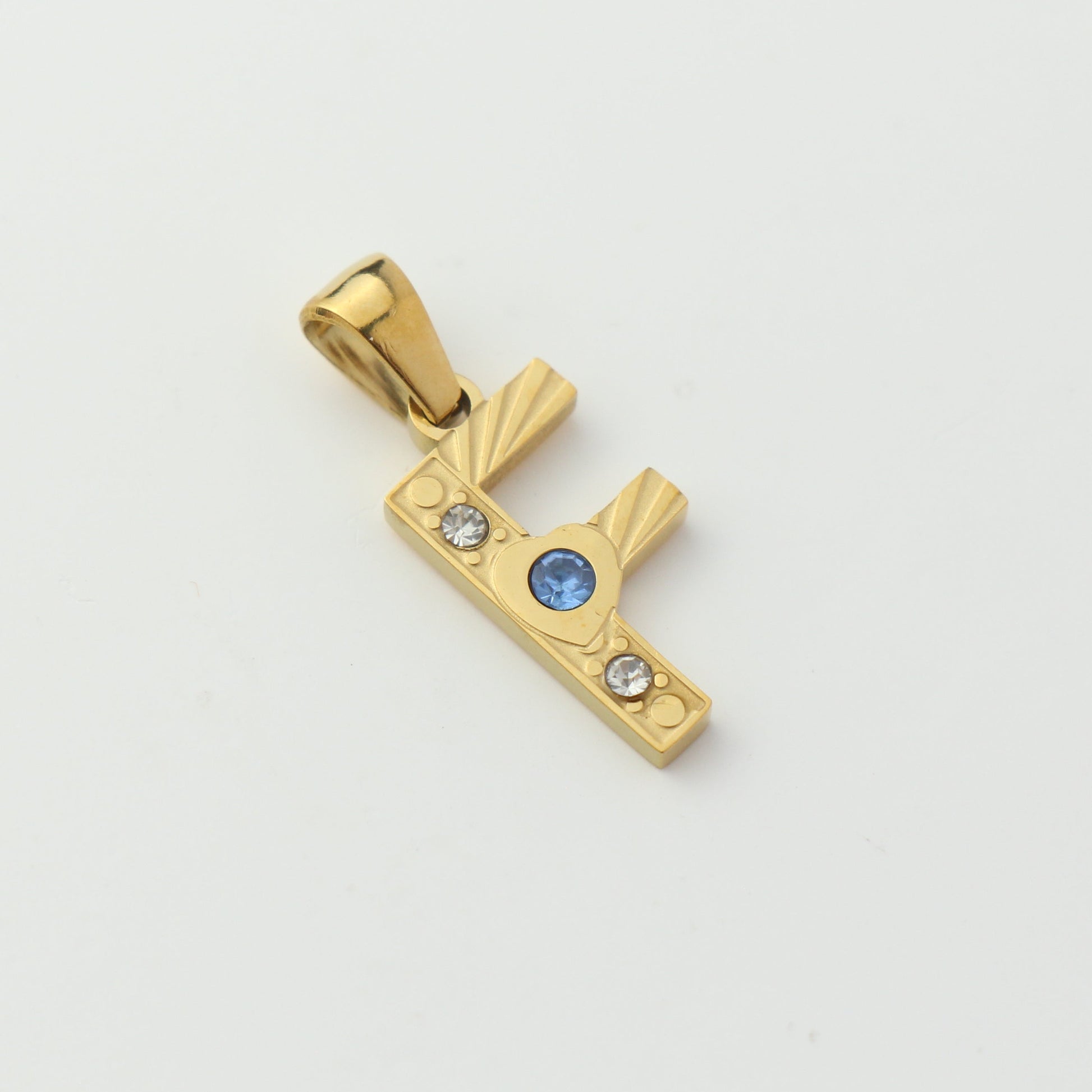 Gold Stainless Steel Rhinestone Initial Pendants