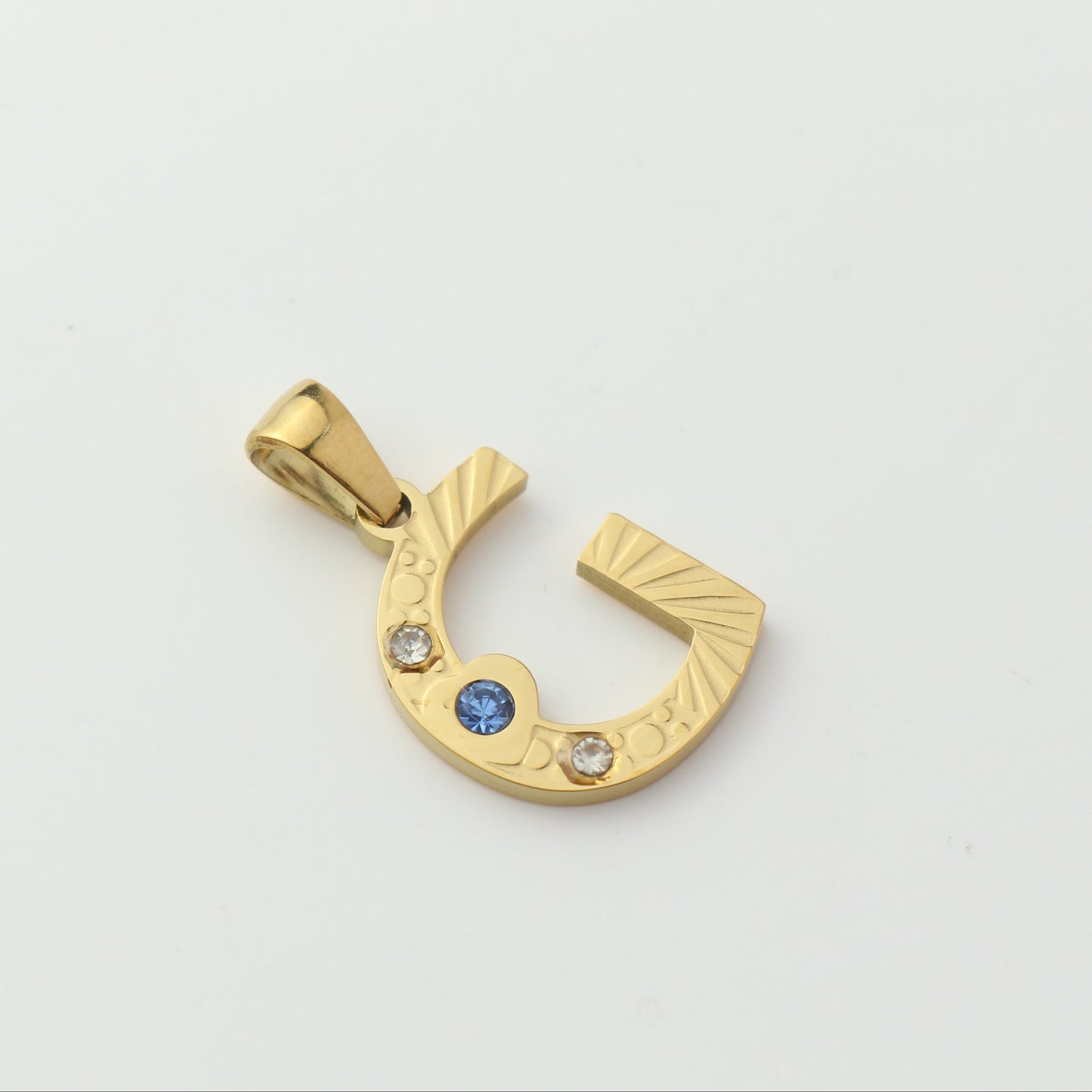 Gold Stainless Steel Rhinestone Initial Pendants
