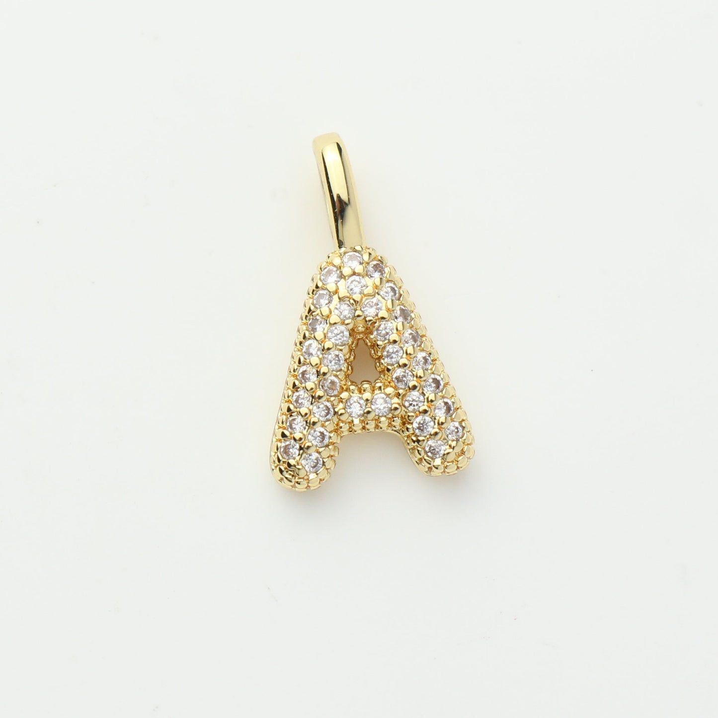 18K Gold Plated Puffy Initial Charm, Copper Letter Pendant