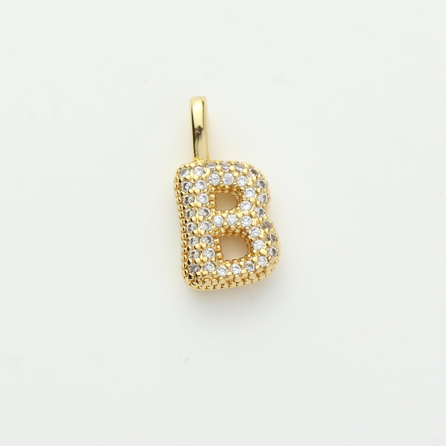 18K Gold Plated Puffy Initial Charm, Copper Letter Pendant