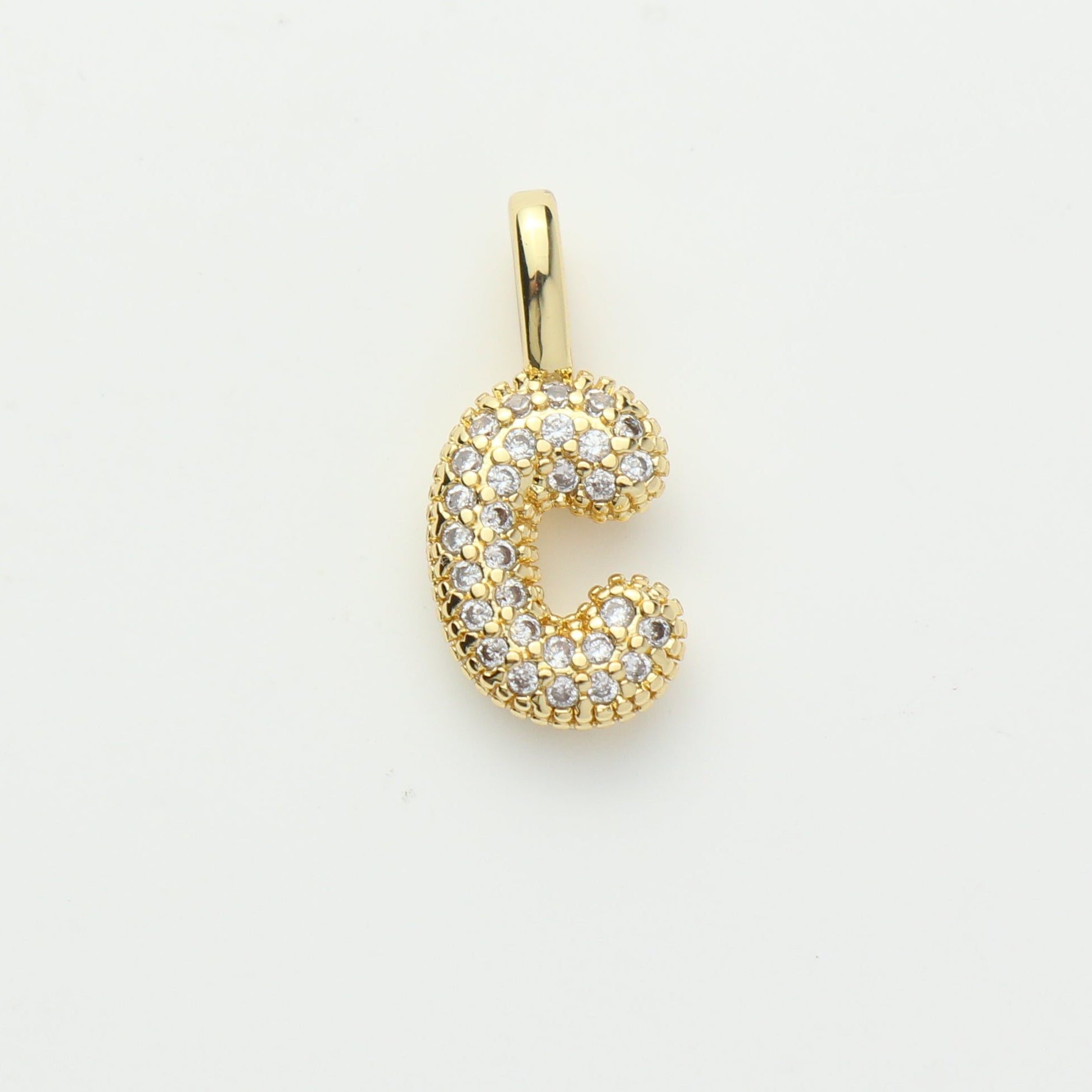 18K Gold Plated Puffy Initial Charm, Copper Letter Pendant