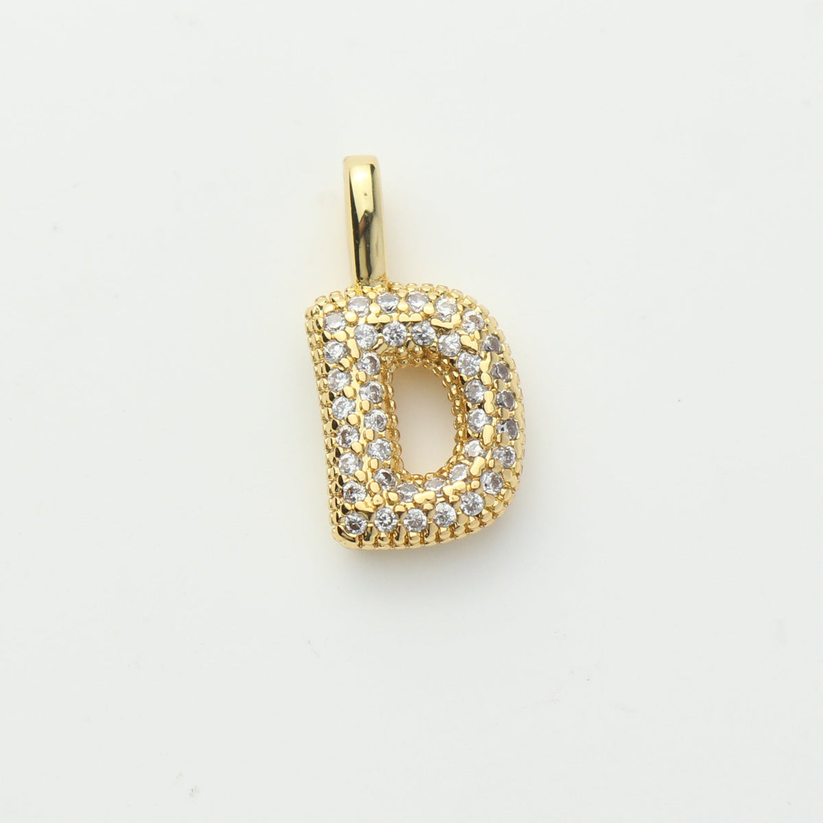 18K Gold Plated Puffy Initial Charm, Copper Letter Pendant