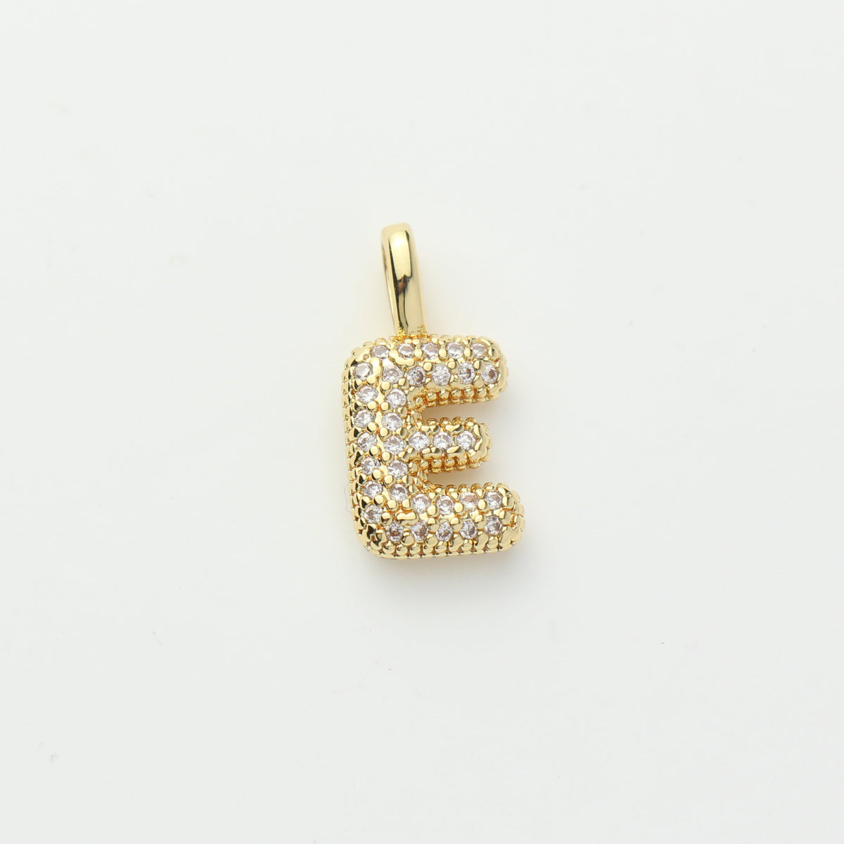 18K Gold Plated Puffy Initial Charm, Copper Letter Pendant