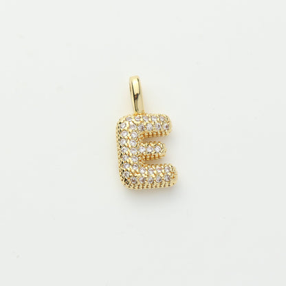 18K Gold Plated Puffy Initial Charm, Copper Letter Pendant
