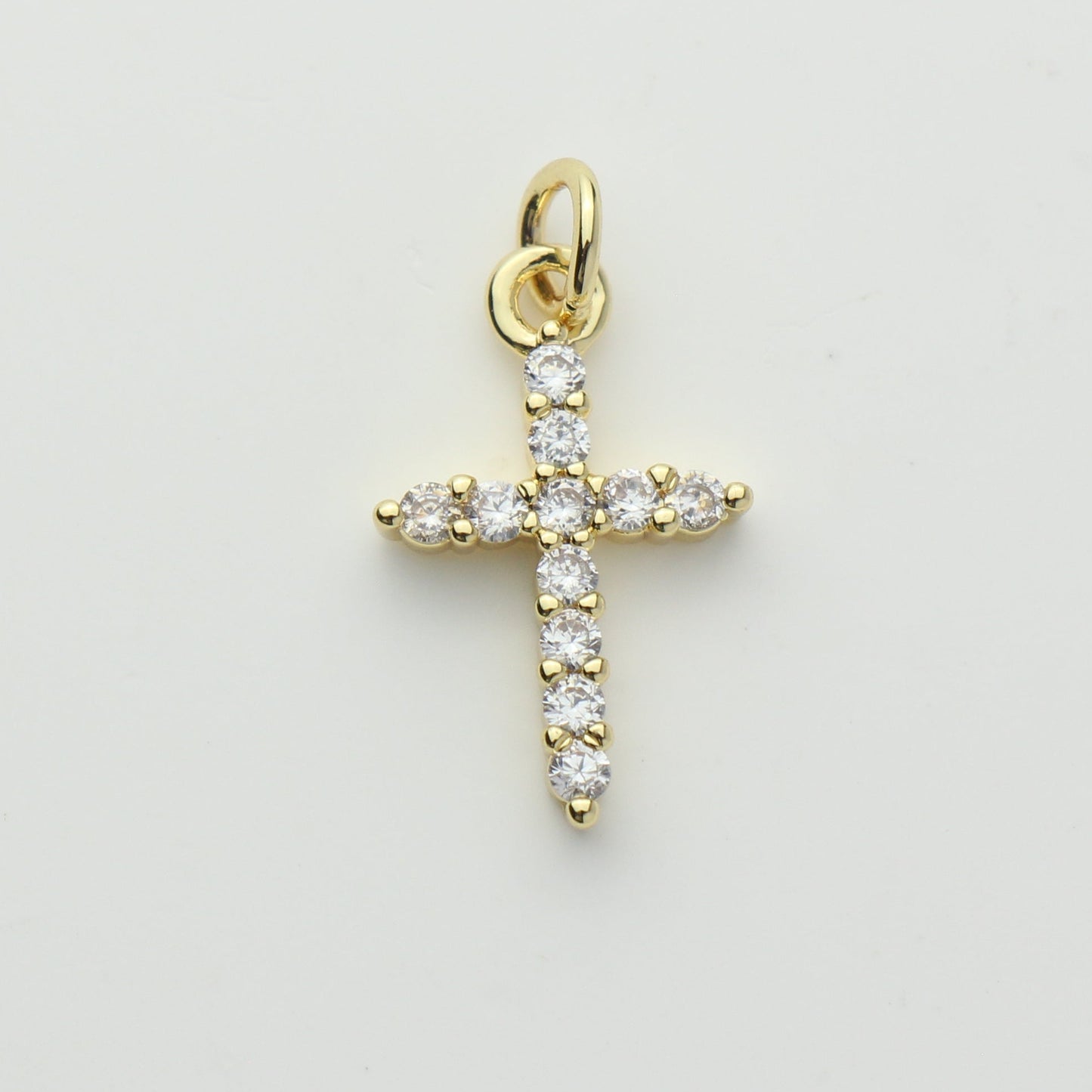 Gold CZ Cross Charm