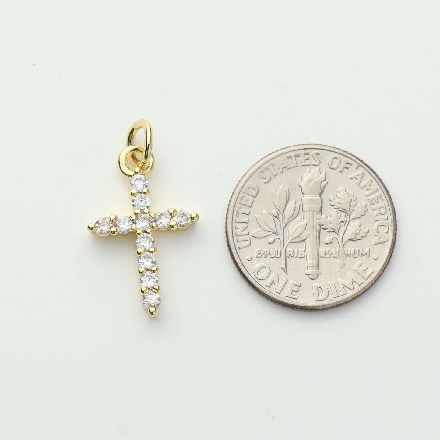 Gold CZ Cross Charm