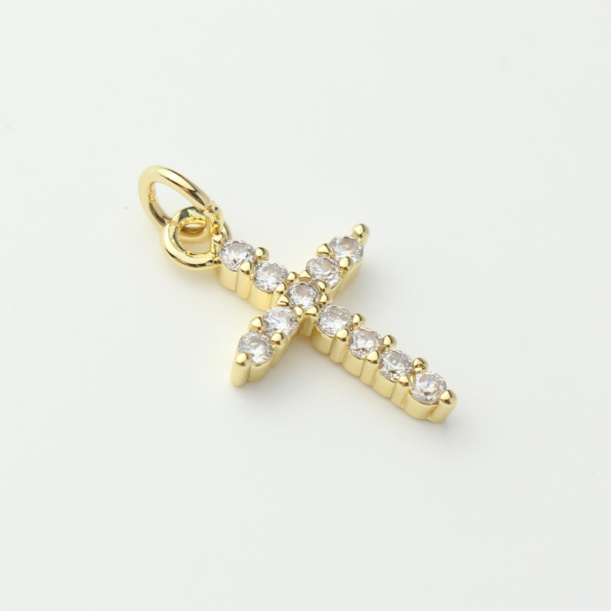Gold CZ Cross Charm