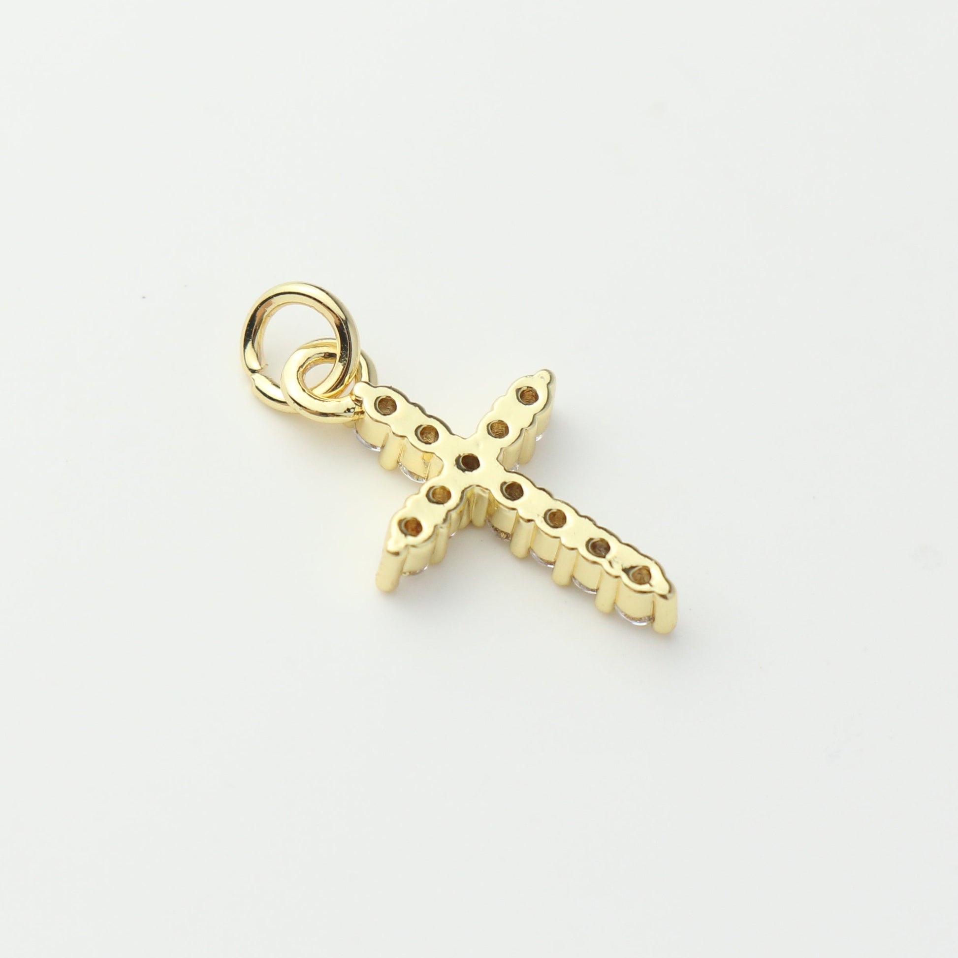 Gold CZ Cross Charm