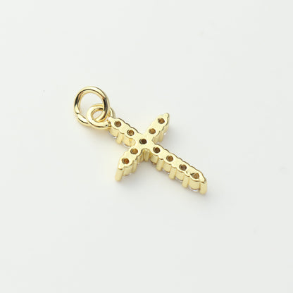 Gold CZ Cross Charm