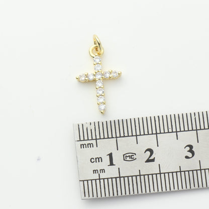 Gold CZ Cross Charm