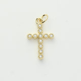 Gold Beaded CZ Cross Charm